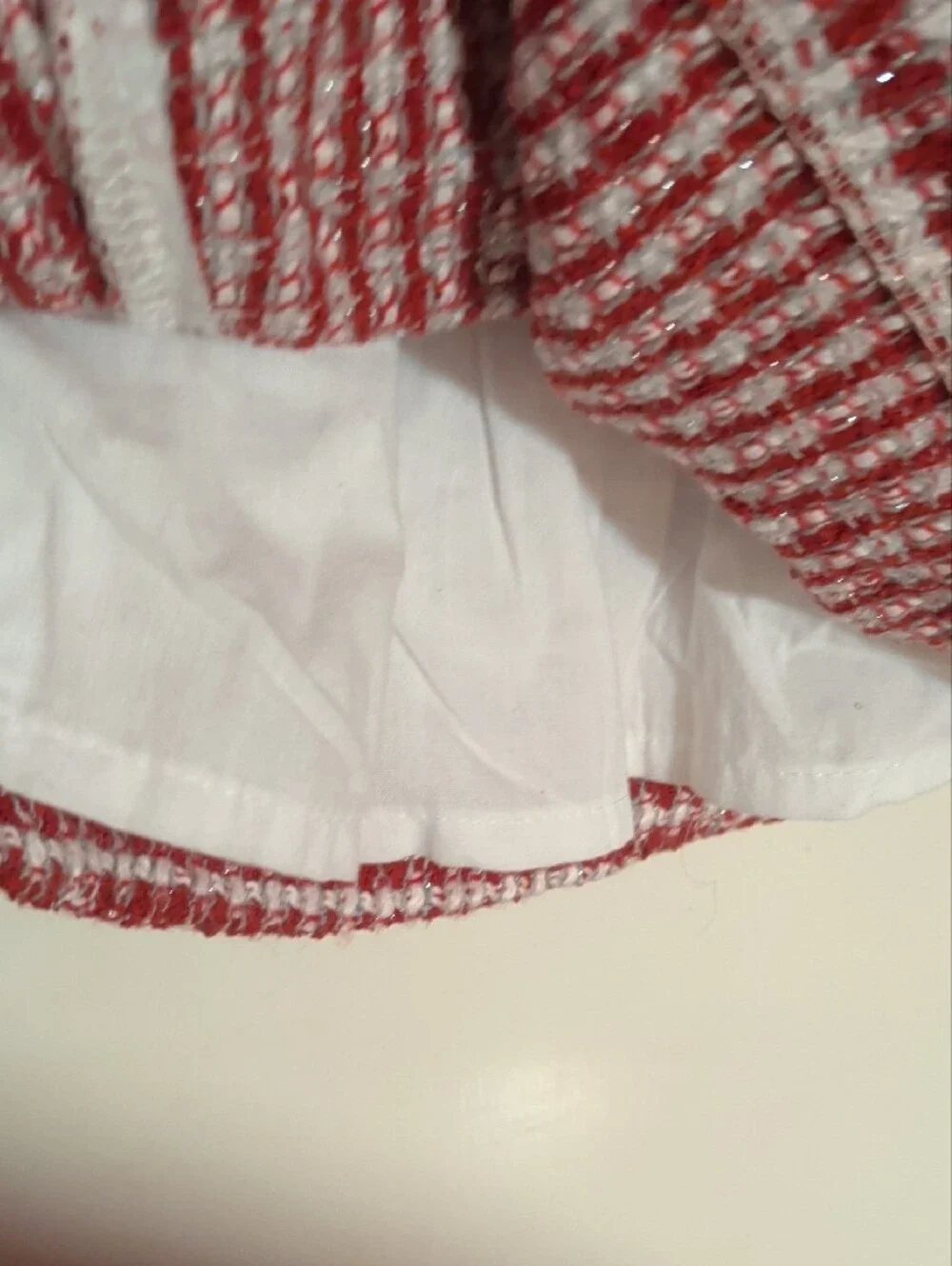 Mayoral Red and White Check Tweed Dress White Petticoat Lining